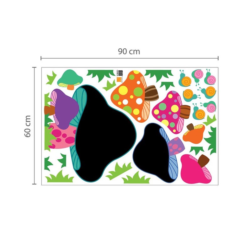 WALPLUS Removable Wall Stickers Blackboard  Lady Bird  Blackboard  Mushroom Nursery Kids Room 210Cm X 180Cm Multi  Colour - Image 4