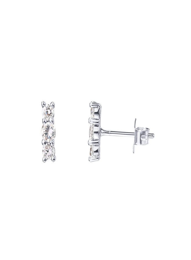 PAVOI 14K Gold Plated 925 Sterling Silver Post Sparkling Elegance Cubic Zirconia Bar Earrings | White Gold Earrings for Women - Image 1
