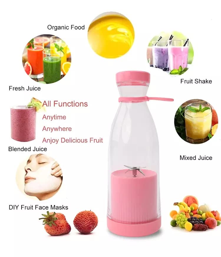 Ostin Portable Fruit Blender Fresh Juice Blender Personal Size Blender Fresh Juice Extractor Battery Powered USB Blender Pink - Image 5