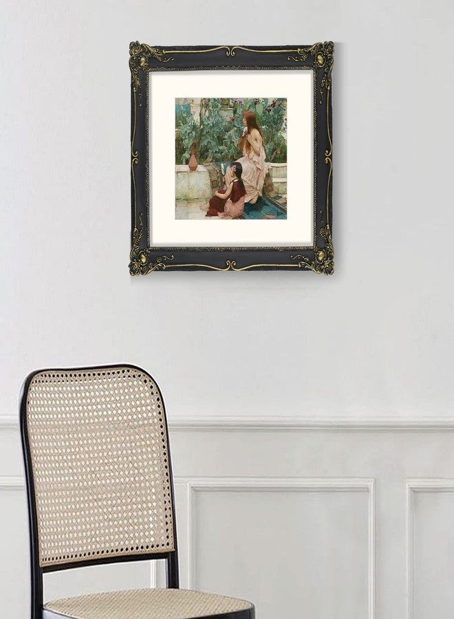 IAMOY 11x14 Picture Frame with Mat for 8x10, Vintage Black Poster Frame with Gold Accents, Gothic Photo Display for Gallery Wall and Tabletop, Hand-Painted Floral Design Living Rooms Entryways Mantelpiece Décor - Image 3
