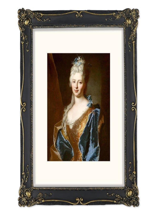 IAMOY 11x14 Picture Frame with Mat for 8x10, Vintage Black Poster Frame with Gold Accents, Gothic Photo Display for Gallery Wall and Tabletop, Hand-Painted Floral Design Living Rooms Entryways Mantelpiece Décor - Image 1