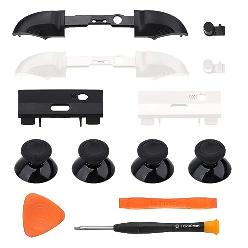 TOMSIN Bumpers & Thumbsticks Replacement LB RB Button for Xbox Series X/S Controllers (6 Pcs)(Black & White) - Image 1