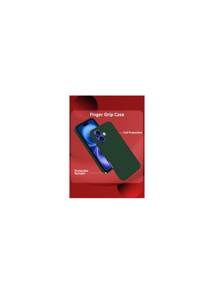 CATANES - (for Apple iPhone 16 Plus) Case Premium PU Leather Back Cover with Stand Function Shockproof and Anti Scratch Finger Grip Case Cover / Green - Image 1