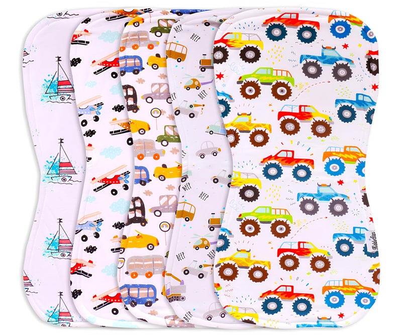 KiddyStar 5-Pack Organic Cotton Burp Cloths â€“ Large, Ultra-Soft 3-Layer Towels for Burping, Shoulder & Hand Use, Highly Absorbent - Image 1