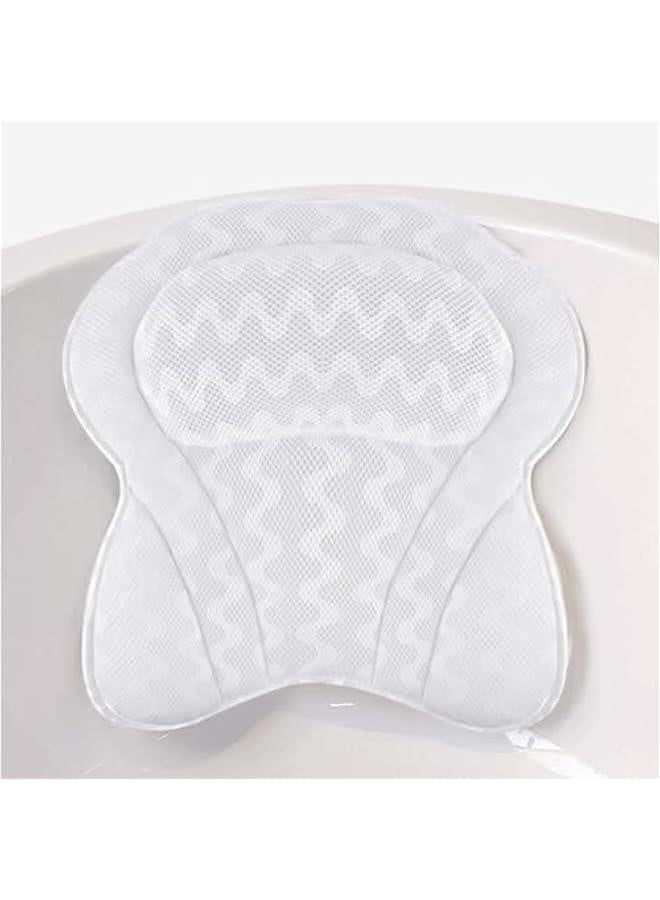 Bath Pillow Bathtub Pillows for Head & Neck 3D Air Mesh Breathable Bath Pillows Hot Tub Jacuzzi Spa Bathtub Accessories for Female (White)  - Image 1