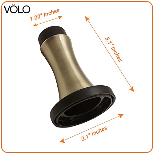 Volo Pack of 2 Pieces Heavy Duty Wall Mounted Door Stops, Rigid Door Stopper with Low Mounted Black Rubber Bumper Tips, Protect Wall & Door for Kitchen, Bedroom, Office (Antique Brass) - Image 2