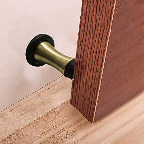 Volo Pack of 2 Pieces Heavy Duty Wall Mounted Door Stops, Rigid Door Stopper with Low Mounted Black Rubber Bumper Tips, Protect Wall & Door for Kitchen, Bedroom, Office (Antique Brass) - Image 3
