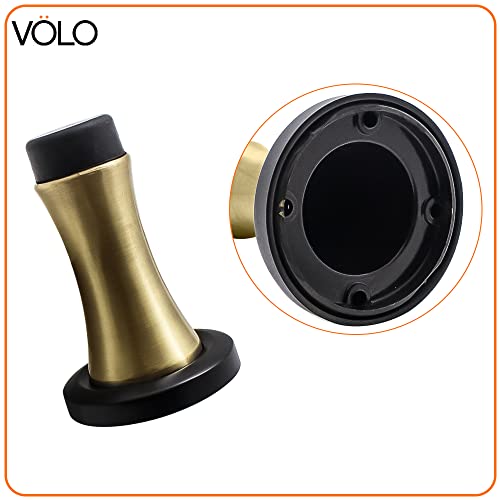 Volo Pack of 2 Pieces Heavy Duty Wall Mounted Door Stops, Rigid Door Stopper with Low Mounted Black Rubber Bumper Tips, Protect Wall & Door for Kitchen, Bedroom, Office (Antique Brass) - Image 5