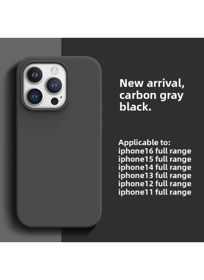 Generic - For Apple Mobile Phone Case For Iphone16 Liquid Silicone Protective Case 15 14 Men And Women 12 Advanced Sense Mobile Phone Case-Color:Carbon Gray Black [with Logo + Packaging Box]-Applicable Models:For Iphone16 Pro - Image 1