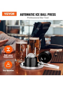 VEVOR VEVOR Ice Ball Press, 2.4" Ice Ball Maker, Aviation Aluminum Ice Ball Press Kit for 60mm Ice Sphere, Ice Press with Tong and Drip Tray, for Whiskey, Cocktail, Bourbon, Scot on Party & Holiday, Black  - Image 2