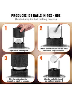 VEVOR VEVOR Ice Ball Press, 2.4" Ice Ball Maker, Aviation Aluminum Ice Ball Press Kit for 60mm Ice Sphere, Ice Press with Tong and Drip Tray, for Whiskey, Cocktail, Bourbon, Scot on Party & Holiday, Black  - Image 3