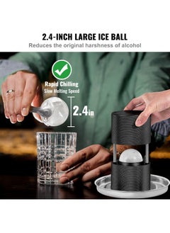 VEVOR VEVOR Ice Ball Press, 2.4" Ice Ball Maker, Aviation Aluminum Ice Ball Press Kit for 60mm Ice Sphere, Ice Press with Tong and Drip Tray, for Whiskey, Cocktail, Bourbon, Scot on Party & Holiday, Black  - Image 4