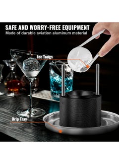 VEVOR VEVOR Ice Ball Press, 2.4" Ice Ball Maker, Aviation Aluminum Ice Ball Press Kit for 60mm Ice Sphere, Ice Press with Tong and Drip Tray, for Whiskey, Cocktail, Bourbon, Scot on Party & Holiday, Black  - Image 5