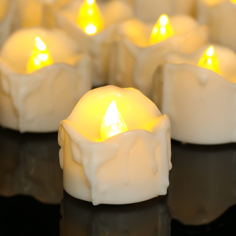 PChero Tea Lights Candles with Timer 12 Packs Flickering Flameless LED Tealights Battery Operated Electric Votive Candles for Christmas Decorations Fall Indoor Home Decor