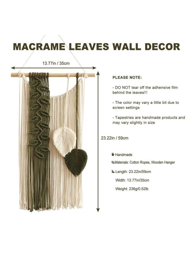 Artilady Macrame Leaves Tapestry Wall Decor- Bohemian Woven Tapestries Green Leaves Wall Art, Large Boho Tassels Hanging Ornament Western Room Decor for Bedroom Living Room Dorm - Image 4