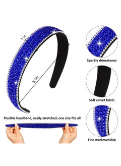 Wecoe Wecoe 4 Pack Rhinestone Headbands Women Girls Fashion Glitter Sparkly Diamond Headbands Flower Girls Back to School Prom Hair Accessories Women Girls Birthday Gift (Silver, Black, Red, Royal Blue)  - Image 5