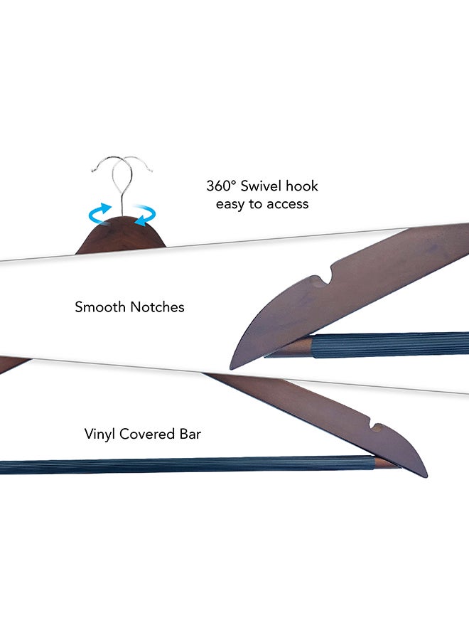 Noon East 10 Piece Wooden Suit Hangers with Non-Slip Pants and Smooth Finish Solid Wood Coat Hanger, 360 Degree Swivel Hook & Precisely Cut Notches for Camisole, Jacket, Pant, Dress Clothes, Vintage 44x22.5cm - Image 3