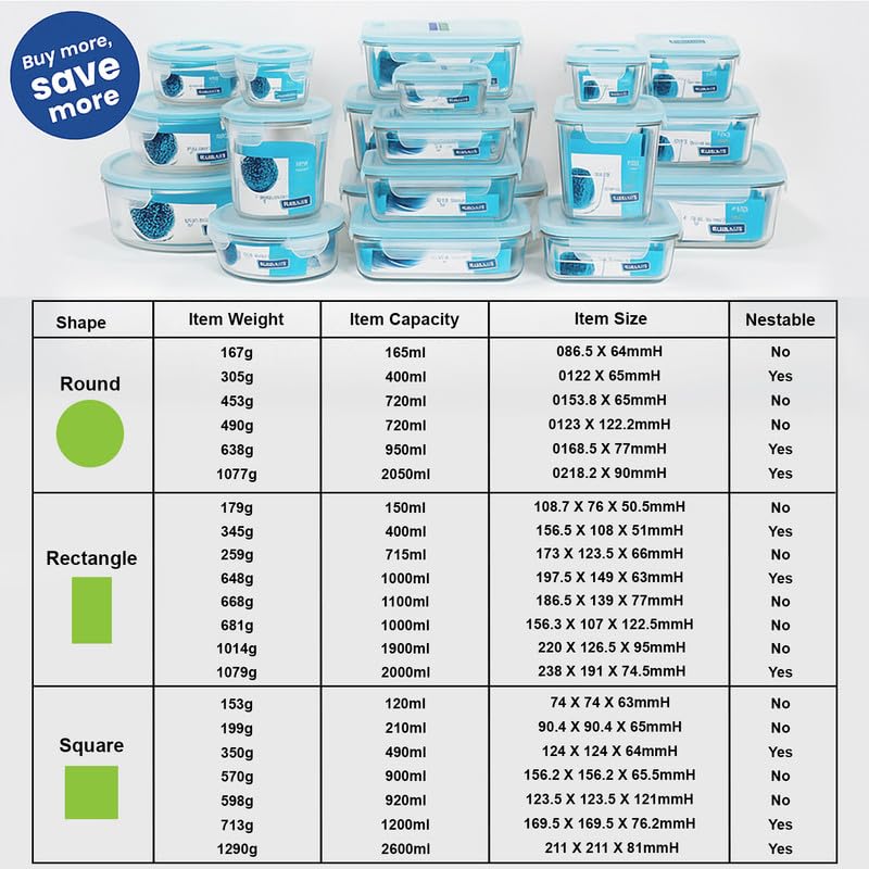 Glasslock Korea Tempered Glass Storage Containers with Lid - Classic 2050ml Round - Airtight Food Storage Kitchen Container - Office Lunch Tiffin Box/Bowl, Microwave/Dishwasher/Fridge/Freezer Safe - Image 5