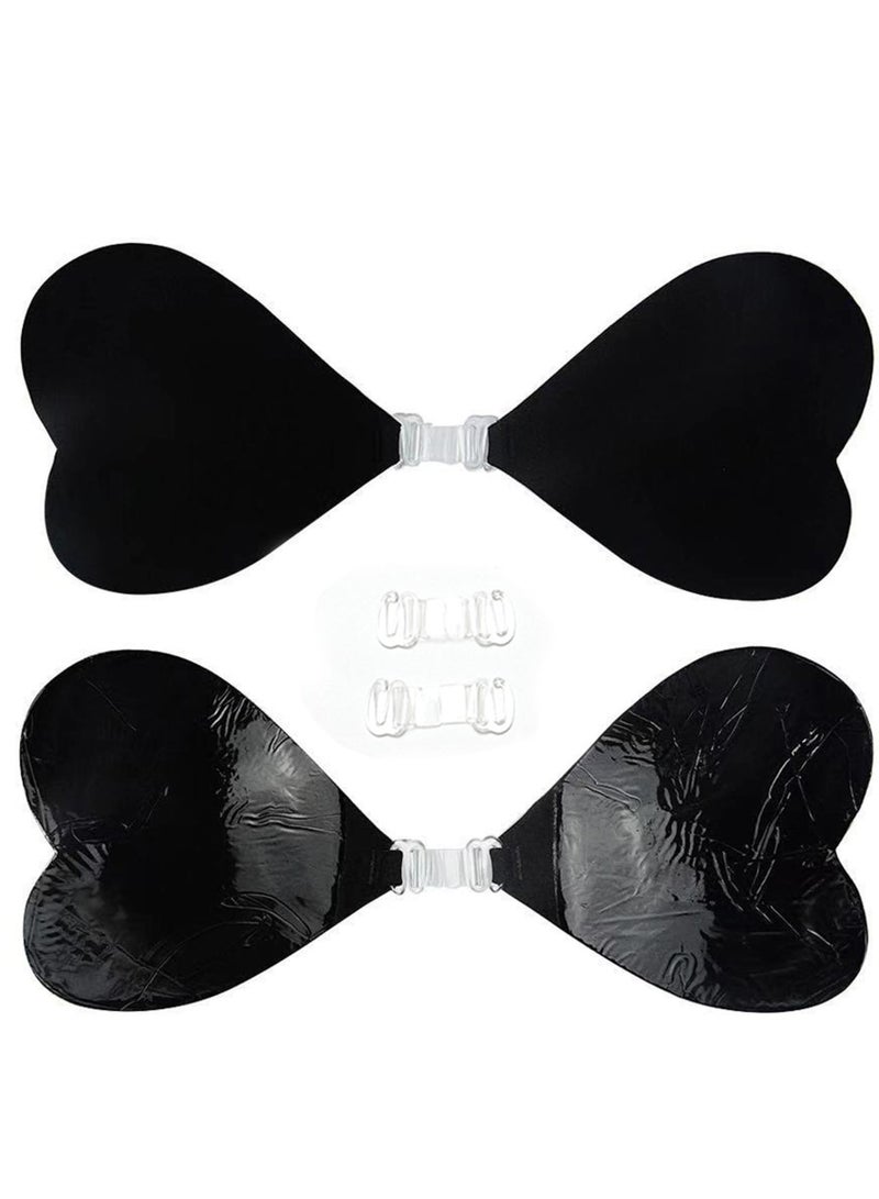 حمالة صدر غير مرئية مع رفع للنساء، عبوة 2 قابلة لإعادة الاستخدام بدون ظهر وبدون حمالات لاصقة لحفلات الزفاف وفساتين السهرة مع 3 مشابك أمامية بأطوال مختلفة (كوب: C/D) - Image 2