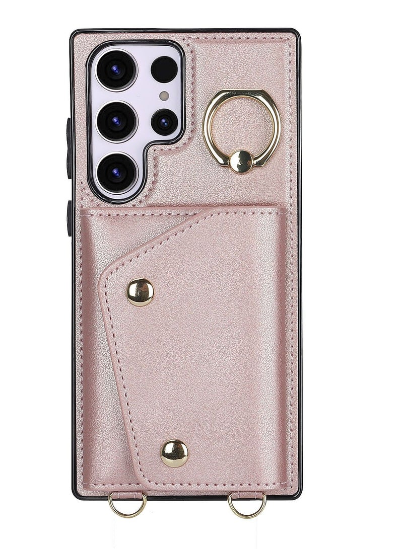 Suteni Flip Cover Crossbody Band Card Slots Leather Phone Case for Samsung - Image 1