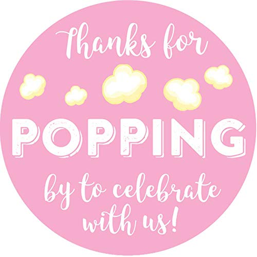 Digitaldoodlebug 1.9 Inch Thanks for Popping by Wedding Stickers Set of 60 (Light Pink) - Image 1