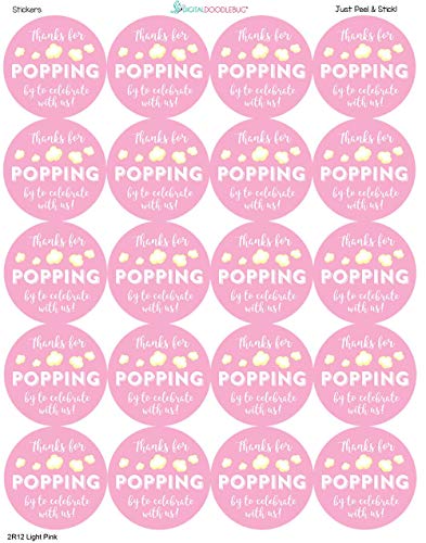 Digitaldoodlebug 1.9 Inch Thanks for Popping by Wedding Stickers Set of 60 (Light Pink) - Image 3