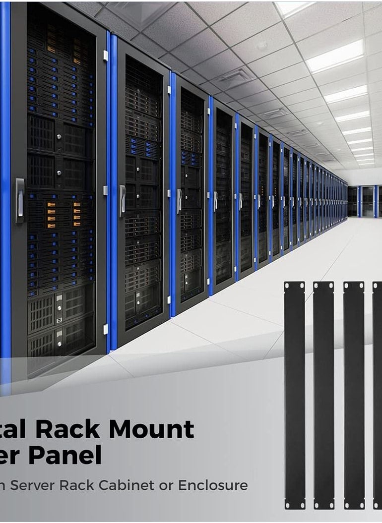 Excefore 1U Blank Panel, 5 Pcs Metal Rack Mount Filler Panels, Suitable for 19-inch Server Rack Cabinets/Enclosures/Network Cabinets, Color: Black.  - Image 3