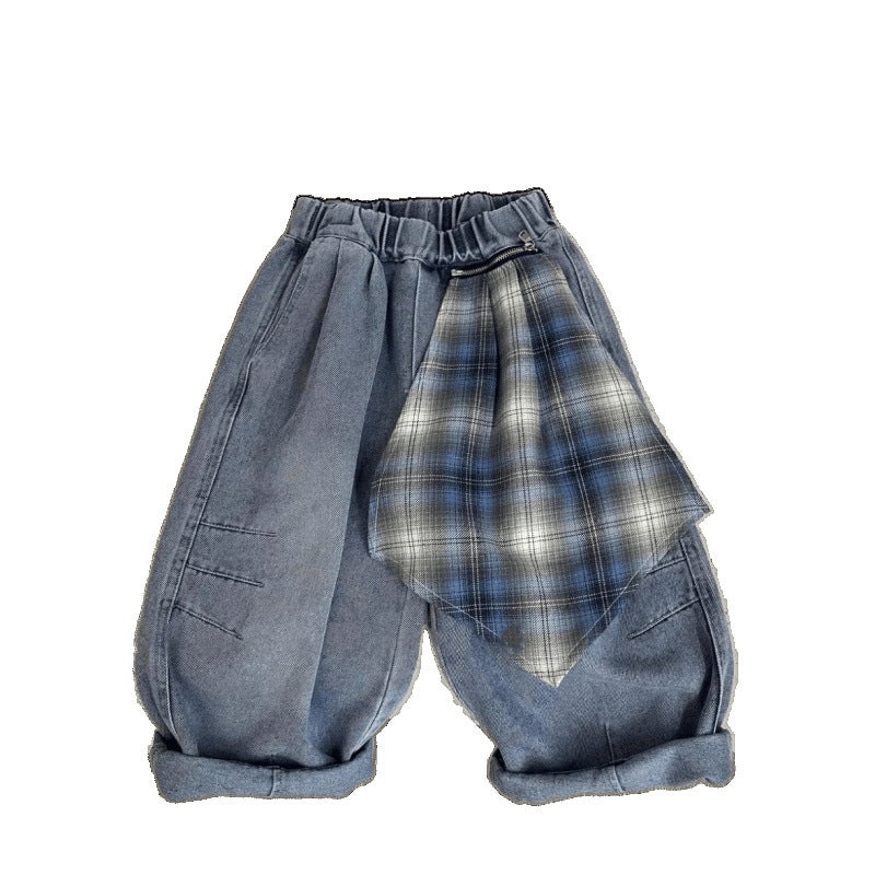 Detachable ~ Children'S Jeans 2025 Loose Trousers Boys' Spring Korean Style Personalized Patchwork - Image 4