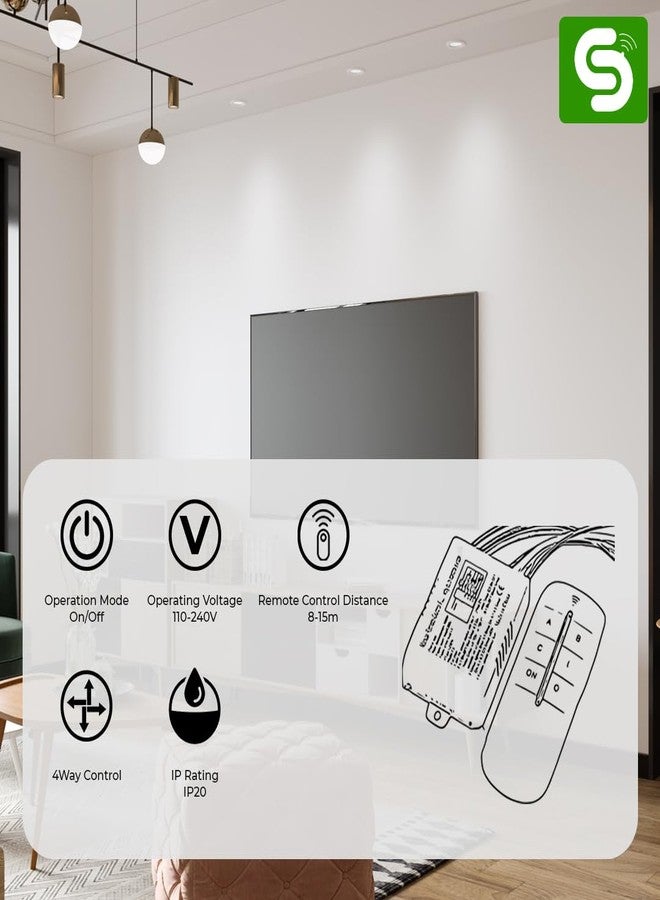 ESYSENSE 4-Way Digital RF Remote Control Switch | Wireless Light 220V-270V | Remote Operated Wall Mounted Lighting Switch for Home, Hallway, Staircase and Office Use ESY-TC35 ESYSENSE - Image 2