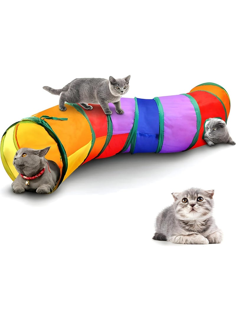 🎪 Interactive Indoor Cat Tunnel Toy – Crinkle S-Shape Pop-Up Tunnel with Rainbow Colors - Image 1