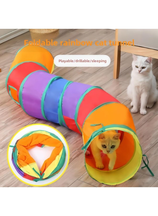 🎪 Interactive Indoor Cat Tunnel Toy – Crinkle S-Shape Pop-Up Tunnel with Rainbow Colors - Image 4