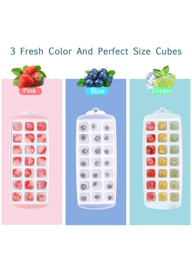 قالب مكعبات ثلج سيليكون عالي الجودة – 21 مكعب قابل للفك بسهولة والتكديس داخل الفريزر – مثالي للمشروبات، العصائر، الآيس كريم وطعام الأطفال – تصميم ملون ممتع -قطعتان - Image 5