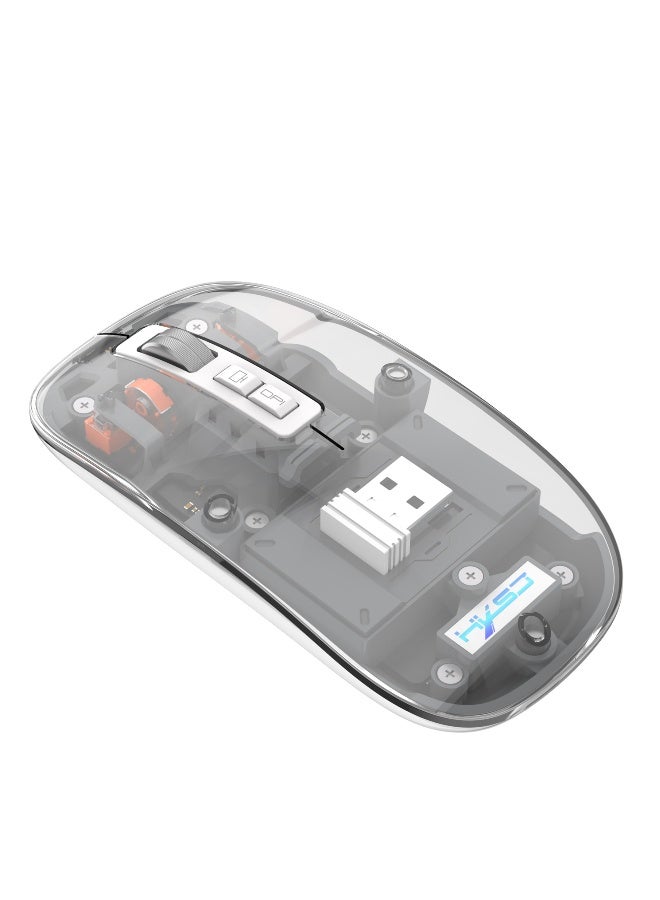 Three-mode Transparent Wireless Gaming Mouse, Wireless Mouse For Laptop, 2.4G Portable Wireless Mouse Bluetooth 5.1 Silent Magnetic Rechargeable Wireless Mouse With Power Display Computer Mouse Wire - Image 1