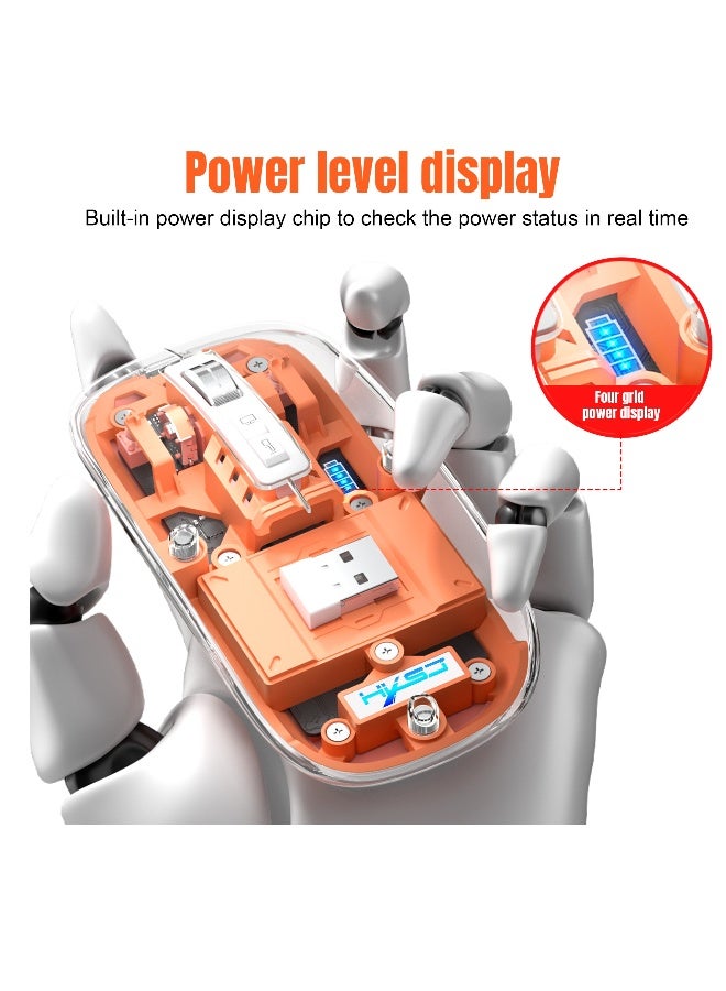 Three-mode Transparent Wireless Gaming Mouse, Wireless Mouse For Laptop, 2.4G Portable Wireless Mouse Bluetooth 5.1 Silent Magnetic Rechargeable Wireless Mouse With Power Display Computer Mouse Wire - Image 4