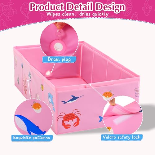 Tohetsuzp Collapsible Baby Bathtub, Portable Foldable Travel Baby Bath for Infant Toddler, Converts Shower to Tub, No Assembly Folds Flat for Storage, 6M-5 Years, Pink - Image 3