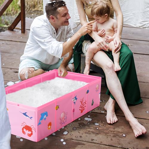 Tohetsuzp Collapsible Baby Bathtub, Portable Foldable Travel Baby Bath for Infant Toddler, Converts Shower to Tub, No Assembly Folds Flat for Storage, 6M-5 Years, Pink - Image 2