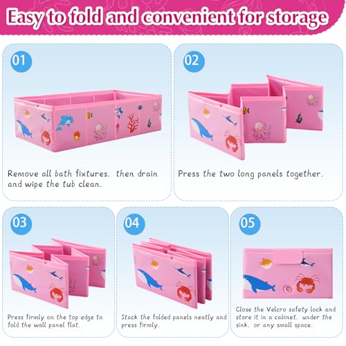 Tohetsuzp Collapsible Baby Bathtub, Portable Foldable Travel Baby Bath for Infant Toddler, Converts Shower to Tub, No Assembly Folds Flat for Storage, 6M-5 Years, Pink - Image 5