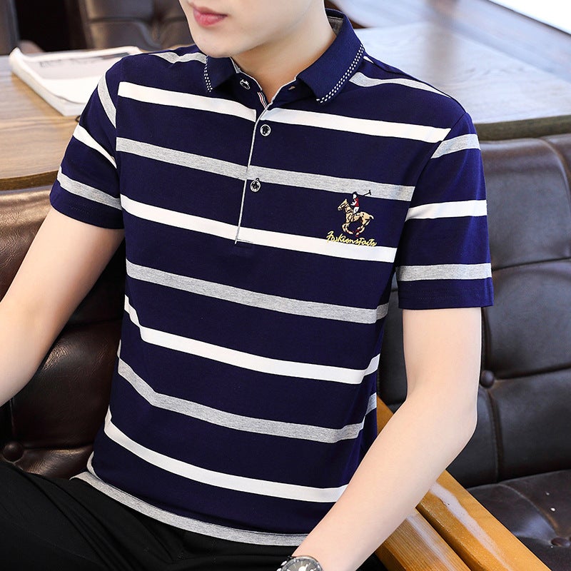 Men's Short Sleeve Polo Shirt Cotton Casual Button Collar T-Shirt Summer Loose Fit Top - Image 4