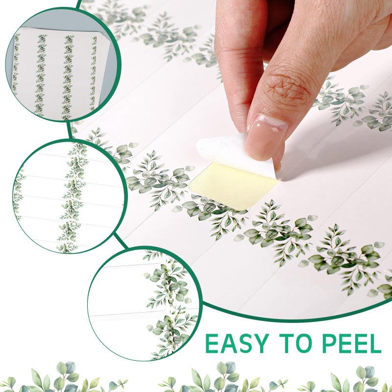 Lincia 20 Sheets 600 Pcs Wedding Greenery Leaf Address Labels Printable Elegant Eucalyptus Themed Self Adhesive Stickers Writable Paper Gift Tags for Envelope Printer Seal Mailing 1 x 2-5/8 Inch - Image 4