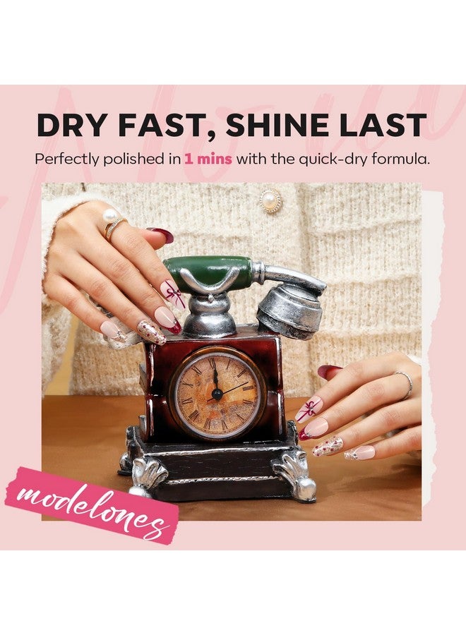 موديل ونز طلاء أظافر موديلونز، 6 ألوان، أحمر، عاري، ذهبي، لامع، سريع الجفاف، عنابي، لامع، مجموعة طلاء أظافر صغيرة، مانيكير ربيعي، عيد الحب، فن أظافر منزلي، هدية للنساء والفتيات - Image 5