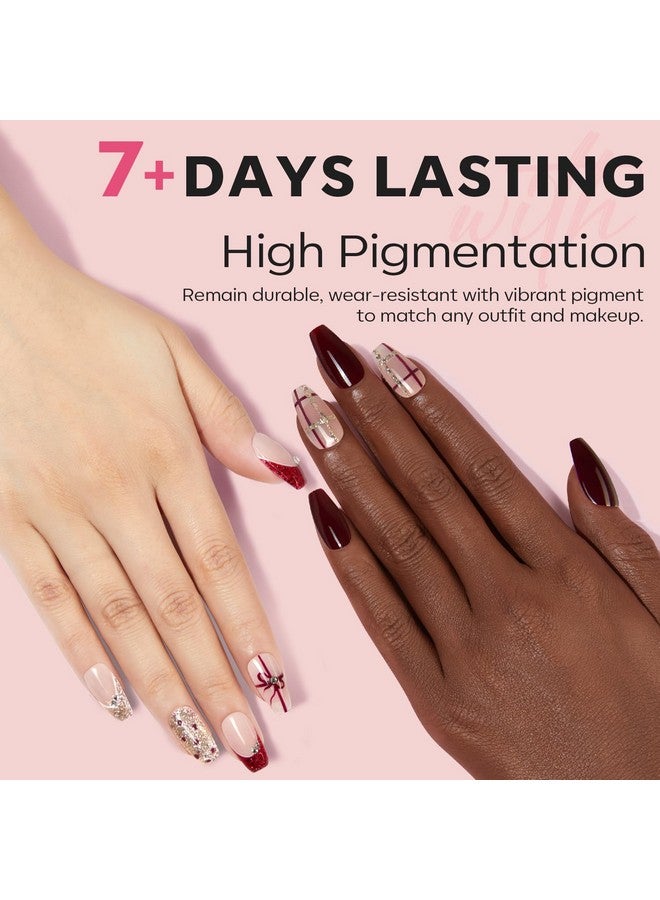 موديل ونز طلاء أظافر موديلونز، 6 ألوان، أحمر، عاري، ذهبي، لامع، سريع الجفاف، عنابي، لامع، مجموعة طلاء أظافر صغيرة، مانيكير ربيعي، عيد الحب، فن أظافر منزلي، هدية للنساء والفتيات - Image 4