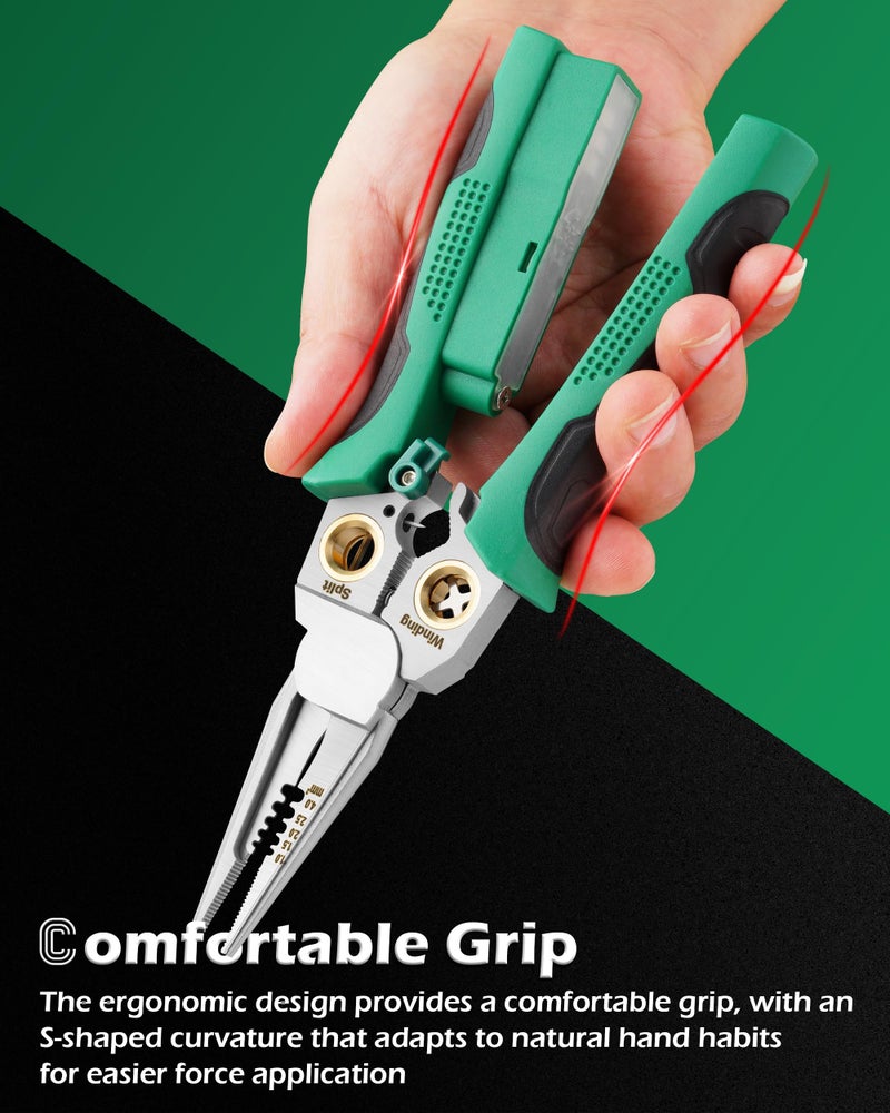 FAITIO 8 In 1 Wire Stripper with Voltage Tester, Wire Strippers/Crimper with Plier, Cutters, Splitting(12V-250V), Wire Stripping Tools for 10-18 AWG for Professional Electrician & DIY Tool - Image 5