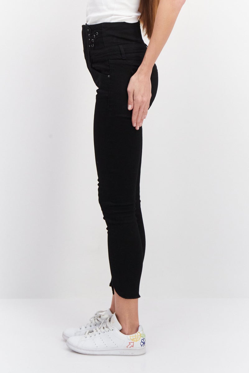 VERO MODA Women Skinny Fit Plain Stretchable Jeans, Black - Image 2