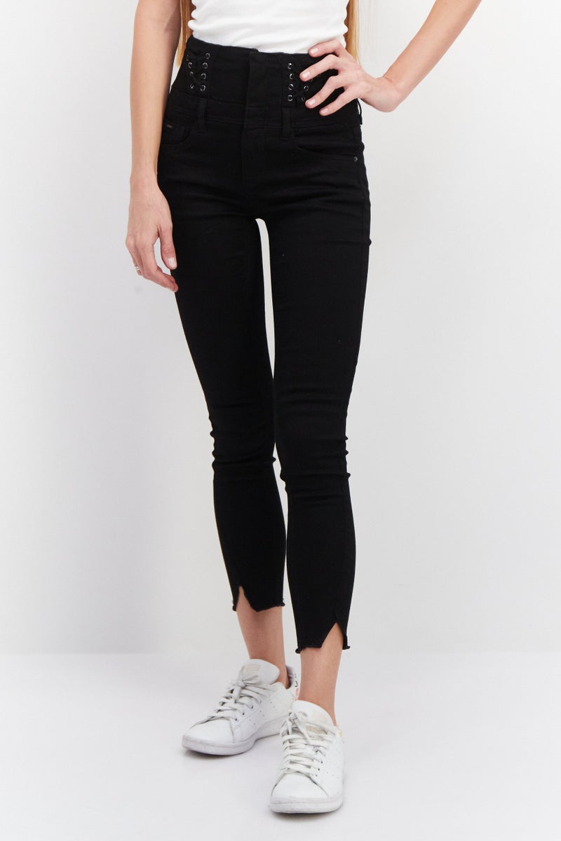 VERO MODA Women Skinny Fit Plain Stretchable Jeans, Black - Image 1