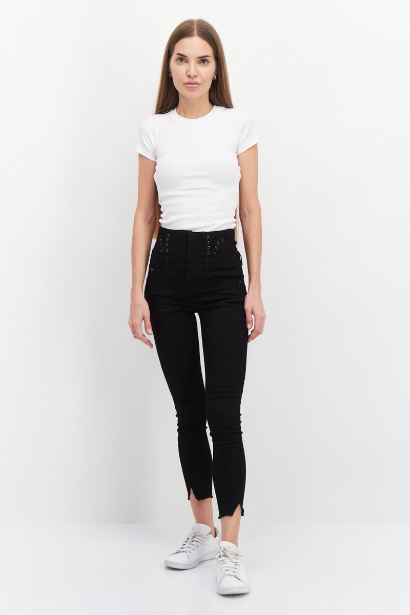 VERO MODA Women Skinny Fit Plain Stretchable Jeans, Black - Image 3