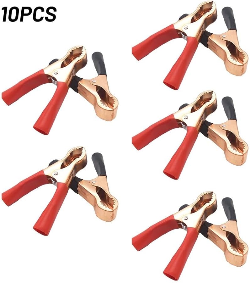 مشابك تمساح معزولة ثقيلة مع غطاء بنابض 10 قطع - Image 3