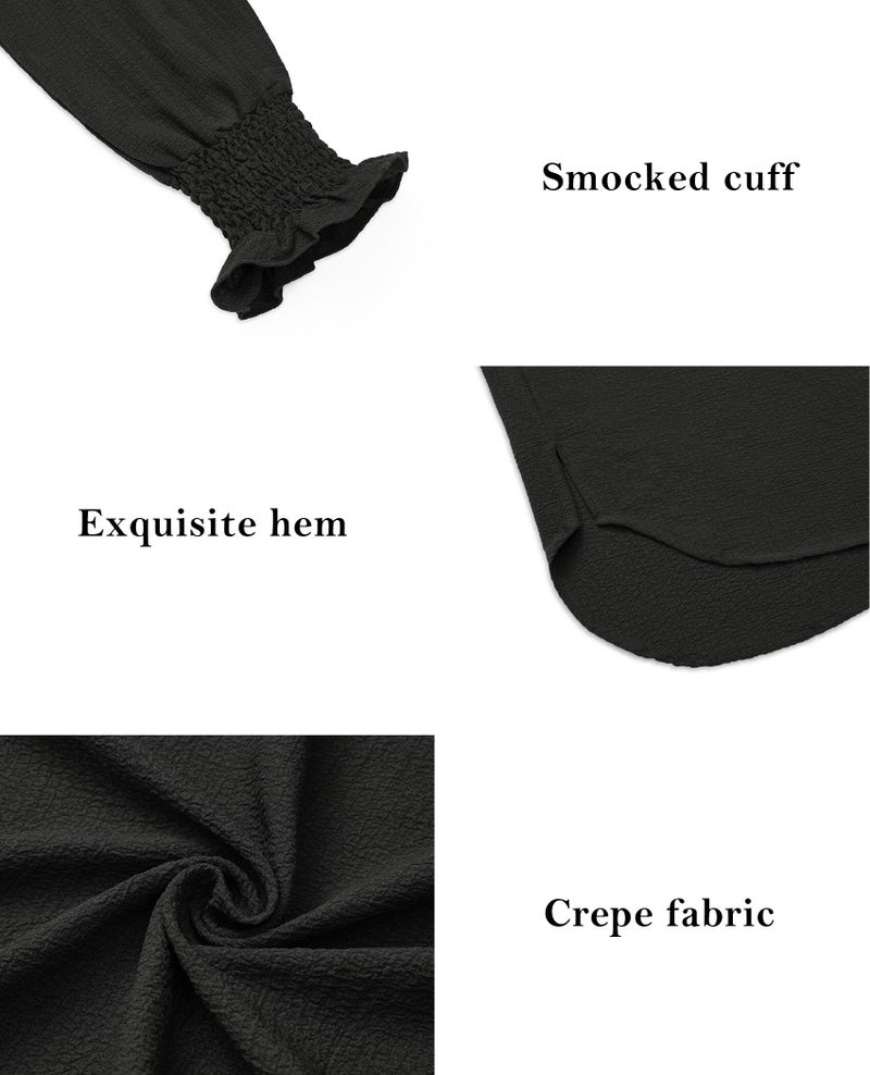Gleeivy Black Button Up Shirt Women 2026 Fall Trendy Boyfriend French Collar Blouse Wrinkle Free V-Neck Flowy Office Dress Shirt Work Business Chiffon Tunic Tops Lightweight Plus Size Tops Cute Beach - Image 5