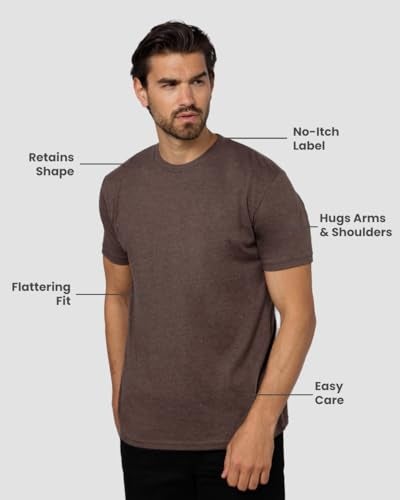 INTO THE AM Men's Plain Tees - Fitted Crewneck T-Shirts Casual Gym Workout Black White Short Sleeve Tshirts Shirts for Men (Brown, Large) - Image 4