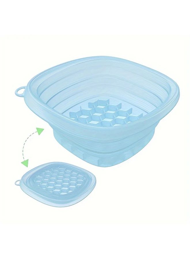 Black Collapsible Silicone Ice Bath Face Bowl With Detachable Ice Cube Tray Ergonomic Edge Portable Cooling Basin For Skincare Travel - Image 4