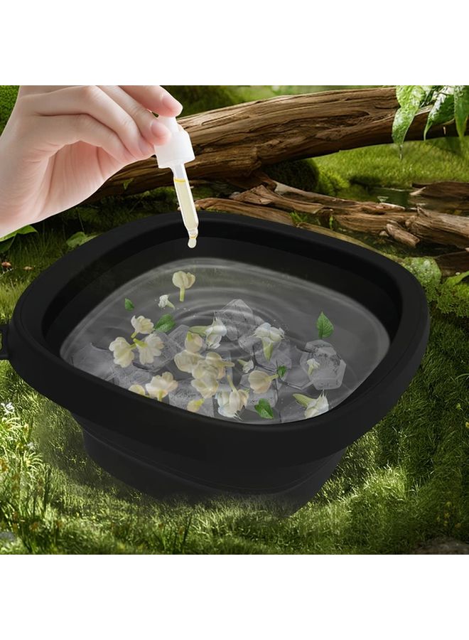 Black Collapsible Silicone Ice Bath Face Bowl With Detachable Ice Cube Tray Ergonomic Edge Portable Cooling Basin For Skincare Travel - Image 5